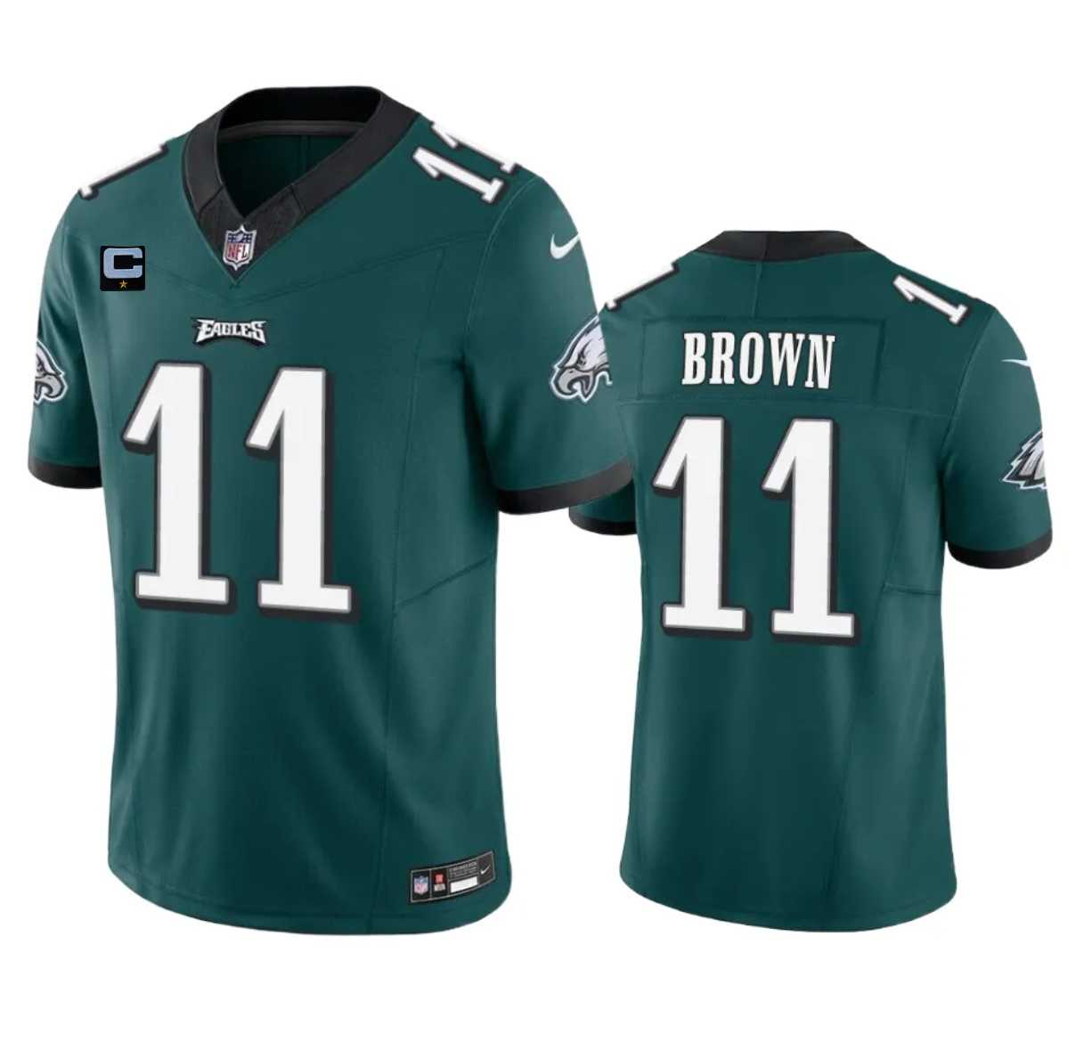 Men & Women & Youth Philadelphia Eagles #11 A. J. Brown Green 2023 F.U.S.E. With 1-Star C Patch Vapor Untouchable Limited Jerseys->philadelphia eagles->NFL Jersey